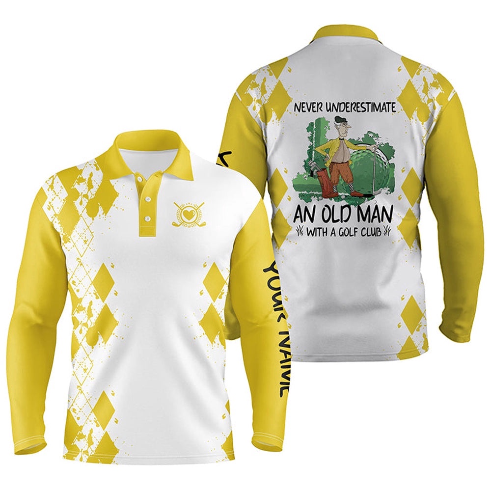 Men Golf Polo Shirts Never Underestimate An Old Man With A Golf Club Custom Golf Shirts For Menyellow, Golf Polo Shirt, Golf Shirts Men Golf Polo Shirts Never Underestimate An Old Man With A Golf Club Custom Golf Shirts For Menyellow, Golf Polo Shirt, Golf Shirts