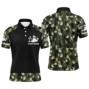 Men Polo Bowling Shirt Camo Balls And…