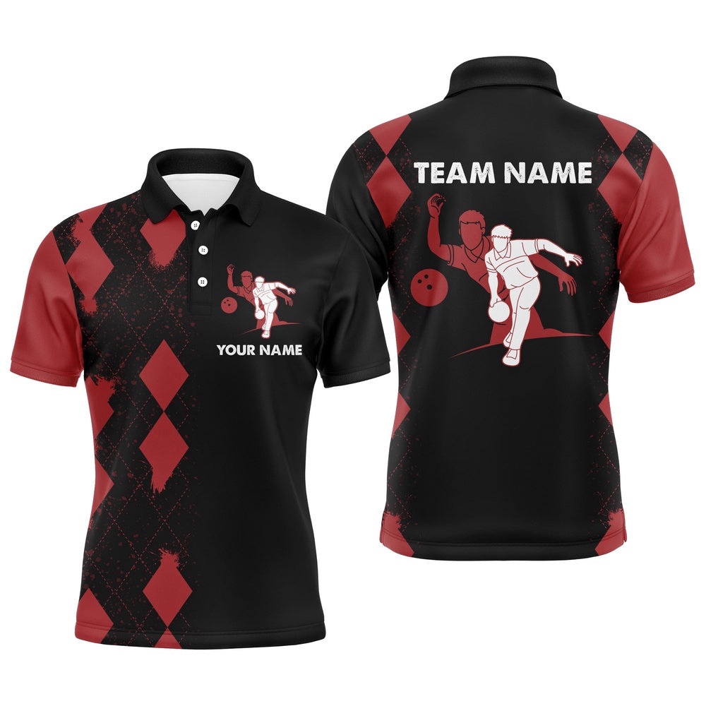 Men Polo Bowling Shirt Name, Red&Black Bowler Team Polo Shirt For Bowling Lovers, Personalized Bowling Team Shirt Men Polo Bowling Shirt Name, Red&Black Bowler Team Polo Shirt For Bowling Lovers, Personalized Bowling Team Shirt