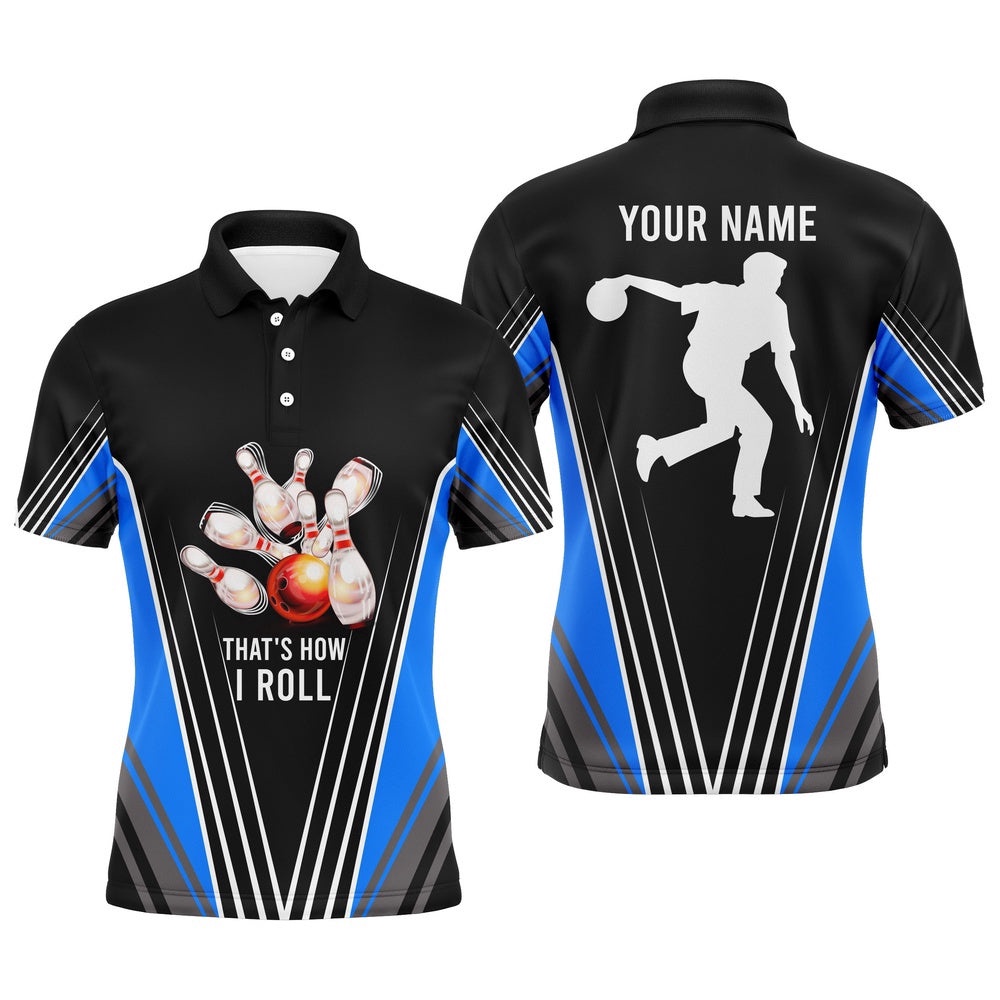 Men Polo Bowling Shirt That’S How I Roll Blue Bowling Track Short Sleeve Men Bowlers, Personalized Bowling Team Shirt Men Polo Bowling Shirt That’S How I Roll Blue Bowling Track Short Sleeve Men Bowlers, Personalized Bowling Team Shirt
