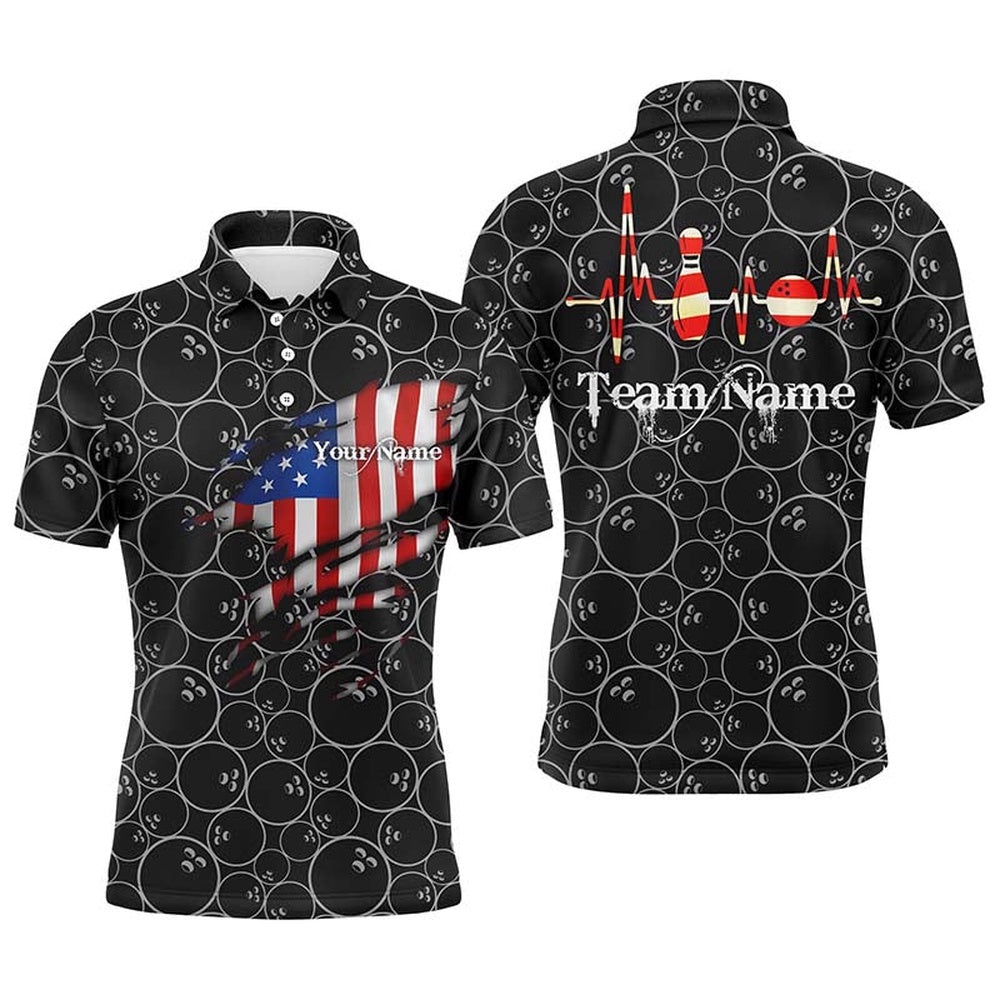 Men Polo Shirt Black Bowling Ball Customize Ameircan Flag Bowling Shirts For Men, Polo Bowling Shirt, Personalized Bowling Team Shirt Men Polo Shirt Black Bowling Ball Customize Ameircan Flag Bowling Shirts For Men, Polo Bowling Shirt, Personalized Bowling Team Shirt