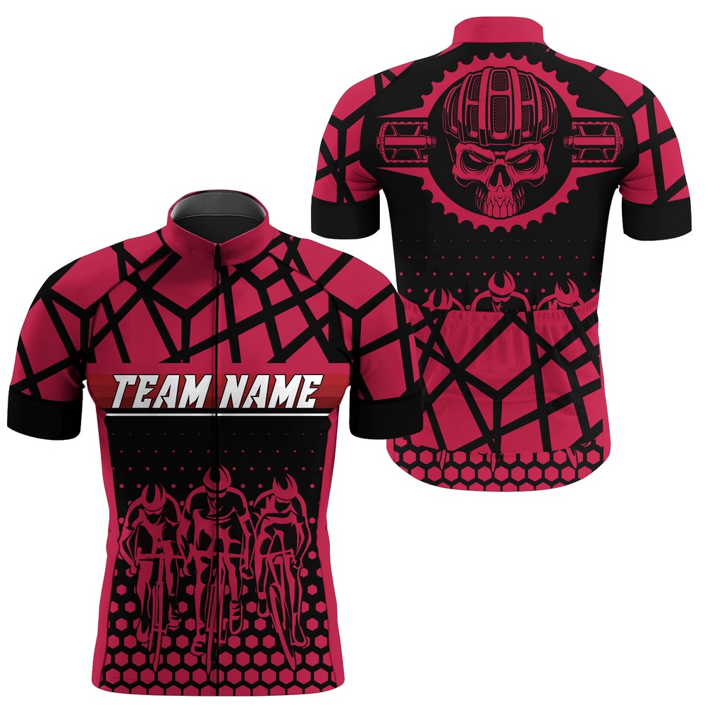 Men Team Cycling Jersey Customized Pink Biking Athletes Riding Shirt Anti Uv Bicycling Cycle Gear, Custom Mono Cycling Jersey