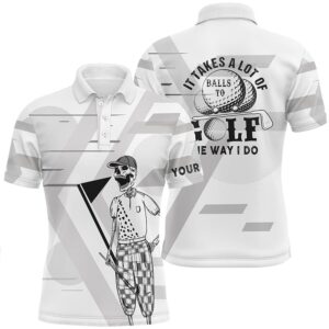 Men’s Black & White Skull Golf Polo…