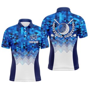 Men’s Blue Geometric Golf Polo Shirts Custom…