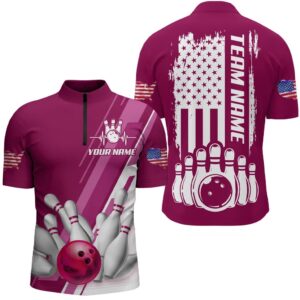 Men’s Bowling Shirt Pink Bowling Unisex With…