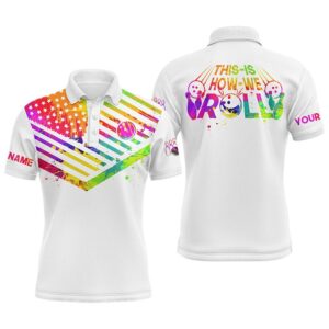 Men’s Bowling Shirt Watercolor American Flag Custom…