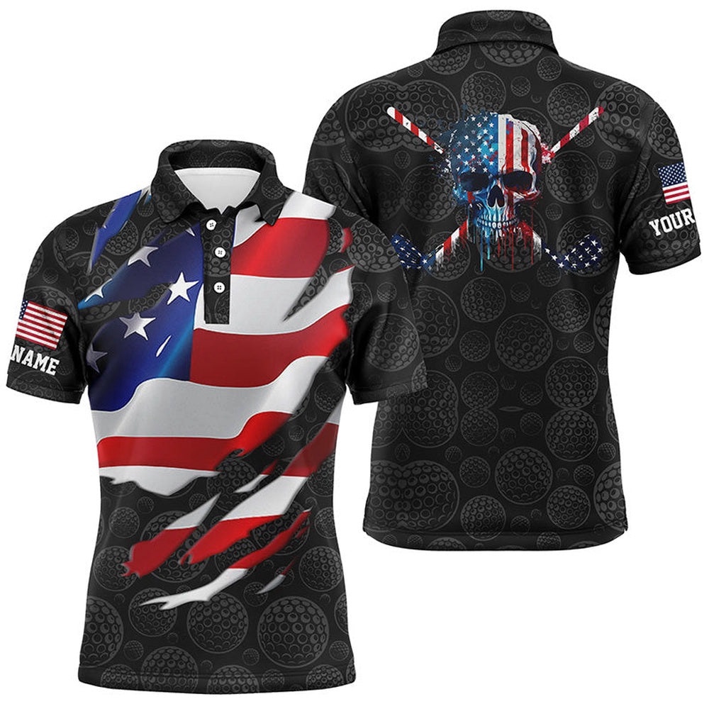Men’s D American Flag Custom Golf Pattern Black Polo Shirts Skull Golf Shirts For Men, Golf Polo Shirt, Golf Shirts Men’s D American Flag Custom Golf Pattern Black Polo Shirts Skull Golf Shirts For Men, Golf Polo Shirt, Golf Shirts