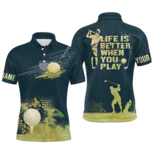 Men’s Golf Artistic Wet Paint Polo Shirt,…