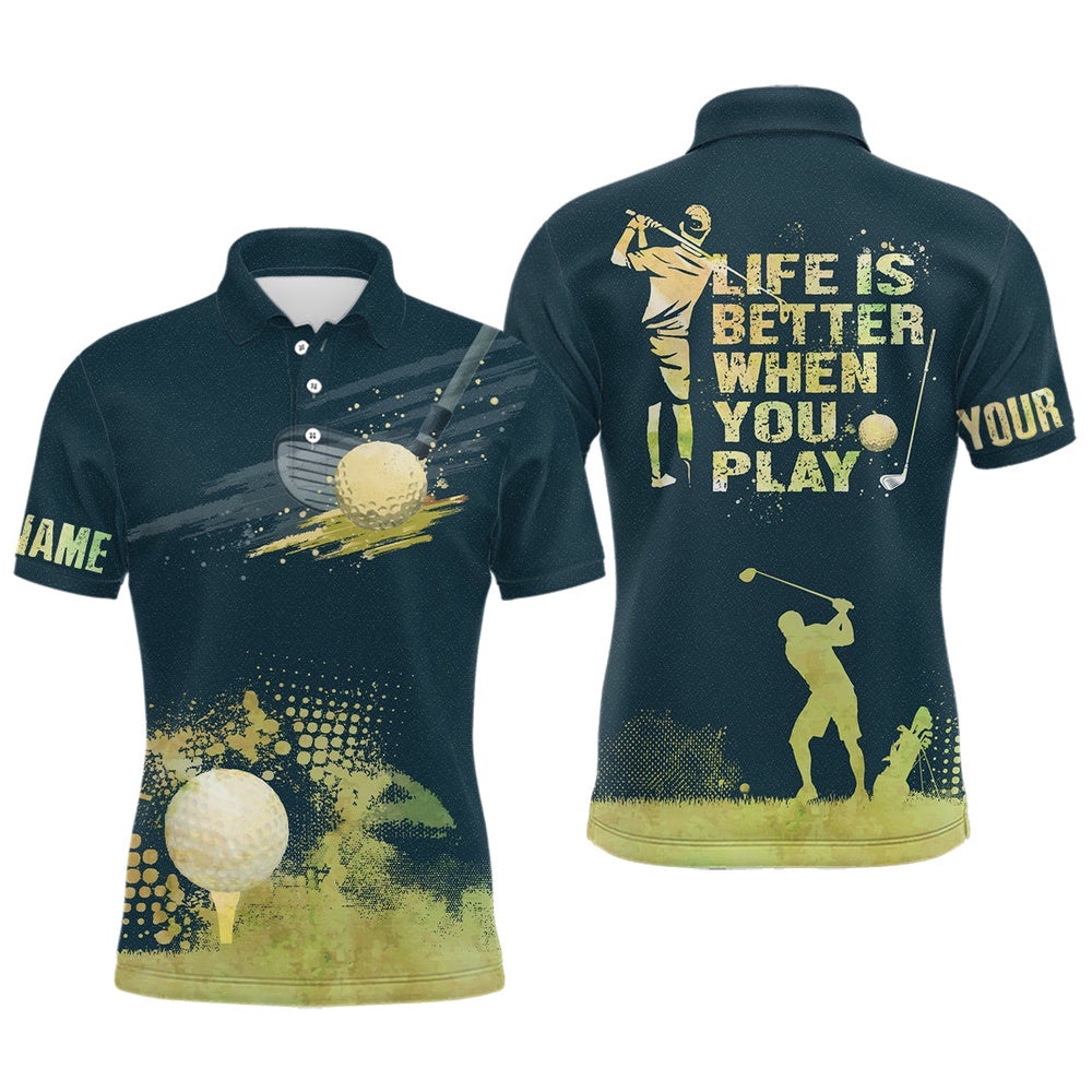 Men’s Golf Artistic Wet Paint Polo Shirt, Personalized Dark Green Golf Shirts For Men’s Golfing Gifts, Golf Polo Shirt, Golf Shirts Men’s Golf Artistic Wet Paint Polo Shirt, Personalized Dark Green Golf Shirts For Men’s Golfing Gifts, Golf Polo Shirt, Golf Shirts