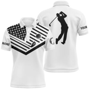 Men’s Golf Polo Shirt Black American Flag…