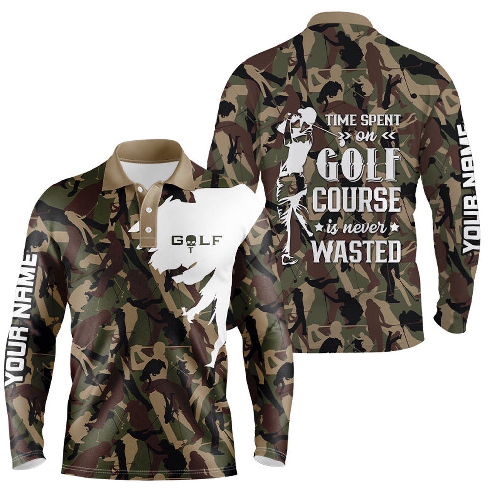 Men’s Golf Polo Shirt Custom Camo Golf Shirt Time Spent On Golf Course Is Never Wasted Men Golf Apparel, Golf Polo Shirt, Golf Shirts Men’s Golf Polo Shirt Custom Camo Golf Shirt Time Spent On Golf Course Is Never Wasted Men Golf Apparel, Golf Polo Shirt, Golf Shirts