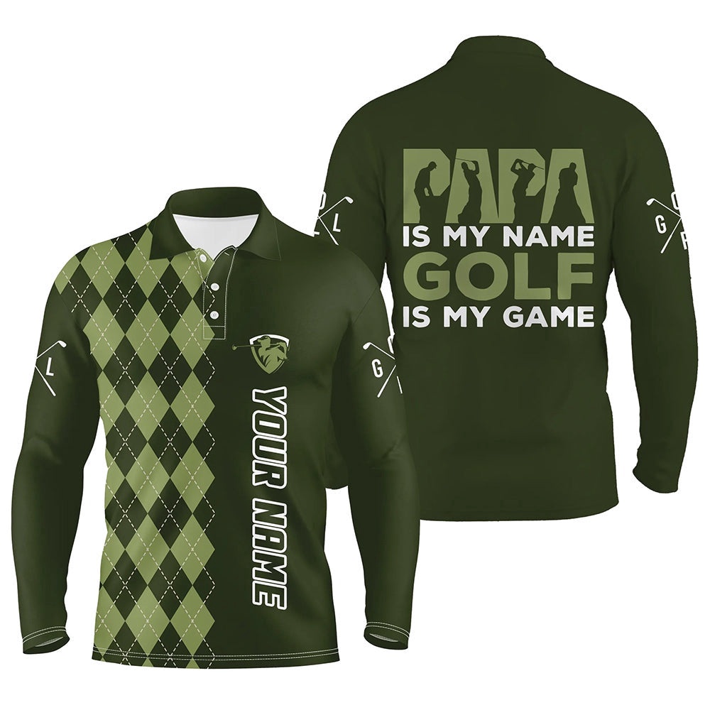Men’s Golf Polo Shirt Custom Green Argyle Pattern Papa Is My Name Golf Is My Game Golf Shirts For Dad, Golf Polo Shirt, Golf Shirts Men’s Golf Polo Shirt Custom Green Argyle Pattern Papa Is My Name Golf Is My Game Golf Shirts For Dad, Golf Polo Shirt, Golf Shirts