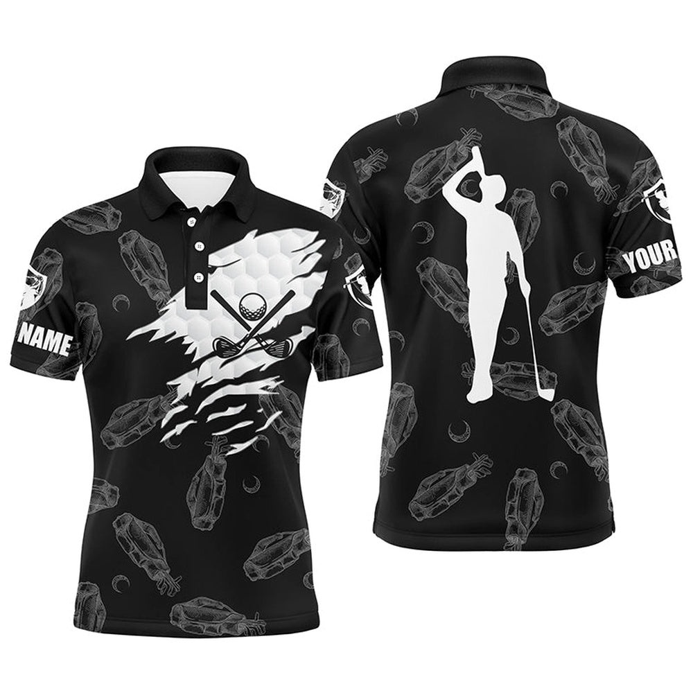 Men’s Golf Polo Shirt Custom Name Black Golf Clubs Pattern Shirt, Golf Polo Shirt, Golf Shirts Men’s Golf Polo Shirt Custom Name Black Golf Clubs Pattern Shirt, Golf Polo Shirt, Golf Shirts