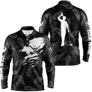 Men s Golf Polo Shirt Custom Name Black Golf Clubs Pattern Shirt Golf Polo Shirt Golf Shirts 2 x3zasx.jpg