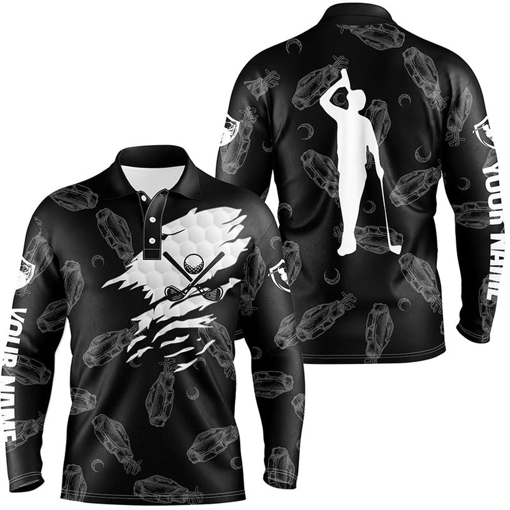 Men’s Golf Polo Shirt Custom Name Black Golf Clubs Pattern Shirt, Golf Polo Shirt, Golf Shirts Men’s Golf Polo Shirt Custom Name Black Golf Clubs Pattern Shirt, Golf Polo Shirt, Golf Shirts