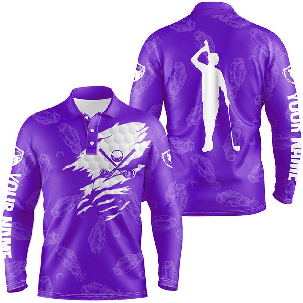 Men’s Golf Polo Shirt Custom Name Golf Clubs Pattern Shirt Purple, Golf Polo Shirt, Golf Shirts Men’s Golf Polo Shirt Custom Name Golf Clubs Pattern Shirt Purple, Golf Polo Shirt, Golf Shirts