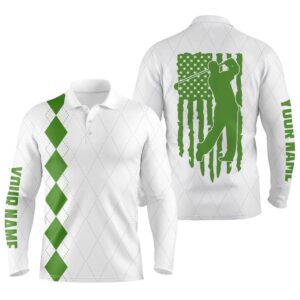 Men s Golf Polo Shirt Green American Flag Patriotic Golf Shirts Custom Name Golf Gifts Golf Polo Shirt Golf Shirts 2 mokqqp.jpg