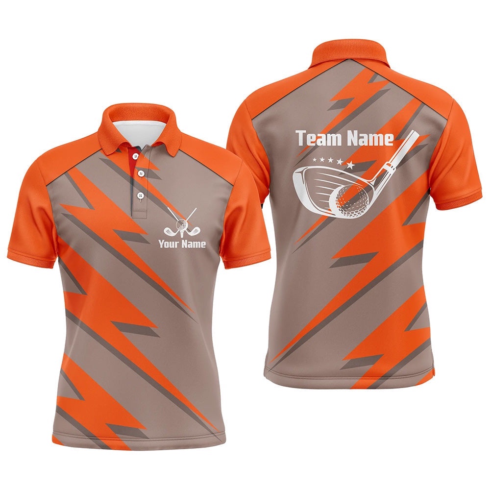 Men’s Golf Polo Shirt Orange Lightning Custom Name And Team Name Golf Shirt, Golf Polo Shirt, Golf Shirts Men’s Golf Polo Shirt Orange Lightning Custom Name And Team Name Golf Shirt, Golf Polo Shirt, Golf Shirts