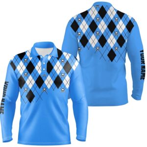 Men s Golf Polo Shirt Plus Size Blue Argyle Plaid Golf Skull Pattern Custom Name Men s Blue Golf Tops Golf Polo Shirt Golf Shirts 2 sd9thv.jpg