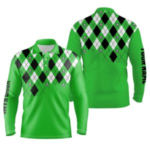 Men s Golf Polo Shirt Plus Size Green Argyle Plaid Golf Skull Pattern Custom Name Men s Green Golf Tops Golf Polo Shirt Golf Shirts 2 c9m3ig.jpg