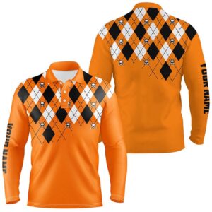 Men s Golf Polo Shirt Plus Size Orange Argyle Plaid Golf Skull Pattern Custom Men s Halloween Golf Tops Golf Polo Shirt Golf Shirts 2 xuovao.jpg