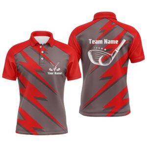 Men’s Golf Polo Shirt Red Lightning Custom…