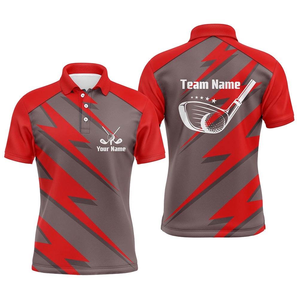 Men’s Golf Polo Shirt Red Lightning Custom Name And Team Name Golf Shirt, Golf Polo Shirt, Golf Shirts Men’s Golf Polo Shirt Red Lightning Custom Name And Team Name Golf Shirt, Golf Polo Shirt, Golf Shirts