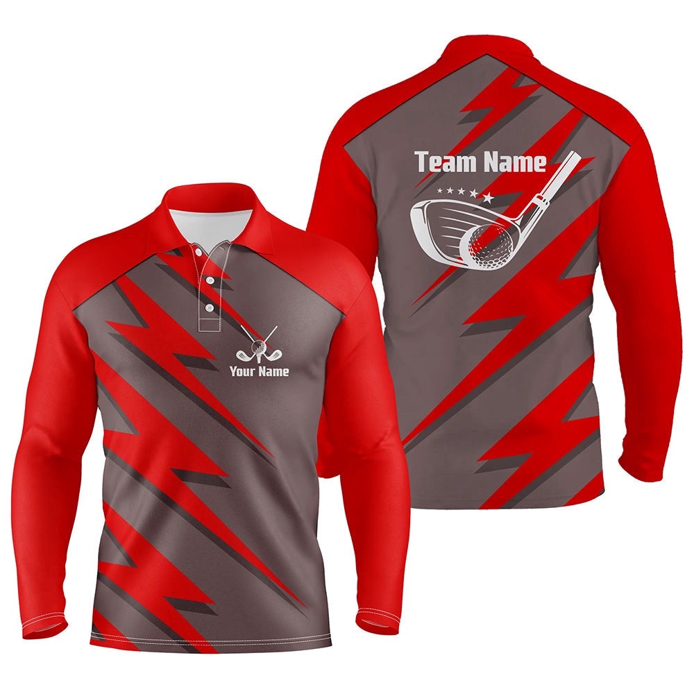 Men’s Golf Polo Shirt Red Lightning Custom Name And Team Name Golf Shirt, Golf Polo Shirt, Golf Shirts Men’s Golf Polo Shirt Red Lightning Custom Name And Team Name Golf Shirt, Golf Polo Shirt, Golf Shirts