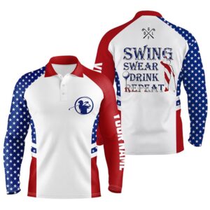 Men s Golf Polo Shirt Swing Swear Drink Repeat Custom Name American Flag Patriotic White Golf Shirt Golf Polo Shirt Golf Shirts 2 tue15f.jpg