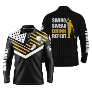 Men s Golf Polo Shirt Swing Swear Drink Repeat Custom Name Black American Flag Golf Shirts Golf Polo Shirt Golf Shirts 2 nwln5u.jpg