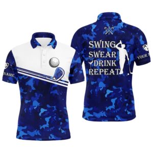 Men’s Golf Polo Shirt Swing Swear Drink…