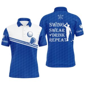 Men’s Golf Polo Shirt Swing Swear Drink…