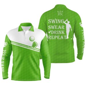 Men s Golf Polo Shirt Swing Swear Drink Repeat Custom Name Green White Men Golf Shirts Golf Polo Shirt Golf Shirts 2 yqbmgn.jpg