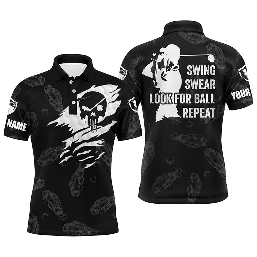 Men’s Golf Polo Shirt Swing Swear Look For Ball Repeat Custom Name Golf Clubs Pattern Shirt Black, Golf Polo Shirt, Golf Shirts Men’s Golf Polo Shirt Swing Swear Look For Ball Repeat Custom Name Golf Clubs Pattern Shirt Black, Golf Polo Shirt, Golf Shirts