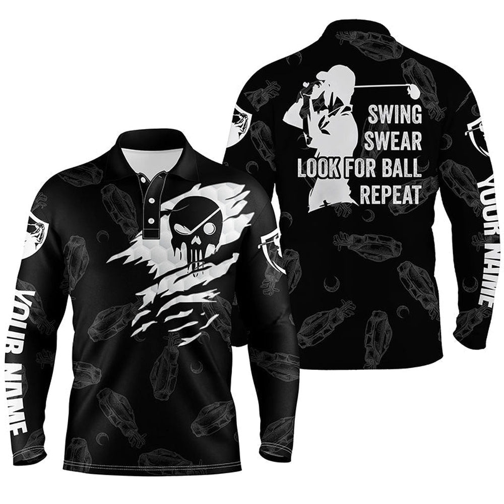 Men’s Golf Polo Shirt Swing Swear Look For Ball Repeat Custom Name Golf Clubs Pattern Shirt Black, Golf Polo Shirt, Golf Shirts Men’s Golf Polo Shirt Swing Swear Look For Ball Repeat Custom Name Golf Clubs Pattern Shirt Black, Golf Polo Shirt, Golf Shirts