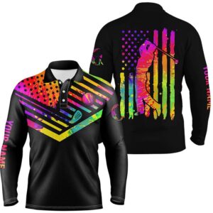 Men s Golf Polo Shirt Watercolor American Flag Custom Name Black Men s Golf Shirt Golfer Gifts Golf Polo Shirt Golf Shirts 2 dh7dke.jpg