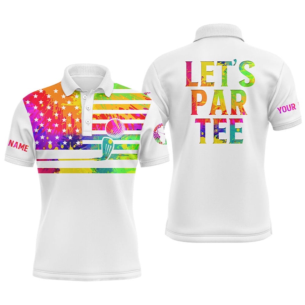 Men’s Golf Polo Shirt Watercolor American Flag Custom Name Let’S Par Tee White Golf Shirt, Golf Polo Shirt, Golf Shirts Men’s Golf Polo Shirt Watercolor American Flag Custom Name Let’S Par Tee White Golf Shirt, Golf Polo Shirt, Golf Shirts