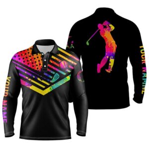 Men s Golf Polo Shirt Watercolor American Flag Th July Custom Name Black Golf Shirt Golf Polo Shirt Golf Shirts 2 soq8s7.jpg