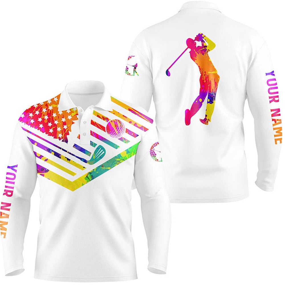 Men’s Golf Polo Shirt Watercolor American Flag Th July Custom Name Patriotic White Golf Shirt, Golf Polo Shirt, Golf Shirts Men’s Golf Polo Shirt Watercolor American Flag Th July Custom Name Patriotic White Golf Shirt, Golf Polo Shirt, Golf Shirts