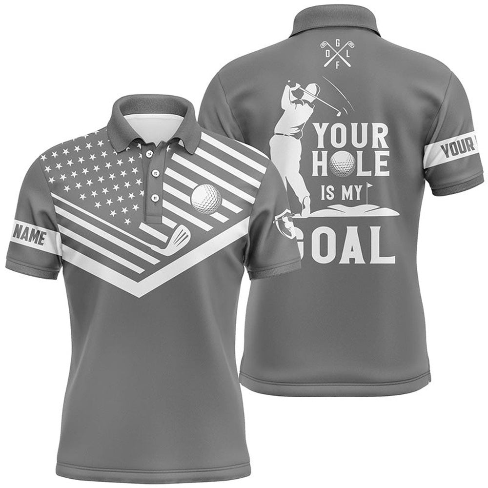Men’s Golf Polo Shirt White American Flag Custom Your Hole Is My Goal Funny Golf Team Shirt Gray, Golf Polo Shirt, Golf Shirts Men’s Golf Polo Shirt White American Flag Custom Your Hole Is My Goal Funny Golf Team Shirt Gray, Golf Polo Shirt, Golf Shirts