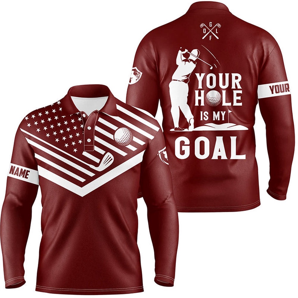 Men’s Golf Polo Shirt White American Flag Custom Your Hole Is My Goal Funny Golf Team Shirt Red, Golf Polo Shirt, Golf Shirts Men’s Golf Polo Shirt White American Flag Custom Your Hole Is My Goal Funny Golf Team Shirt Red, Golf Polo Shirt, Golf Shirts