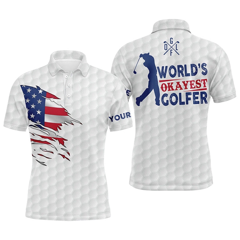 Men’s Golf Polo Shirt World’S Okayest Golfer Custom Name White American Flag Golf Shirts, Golf Polo Shirt, Golf Shirts Men’s Golf Polo Shirt World’S Okayest Golfer Custom Name White American Flag Golf Shirts, Golf Polo Shirt, Golf Shirts