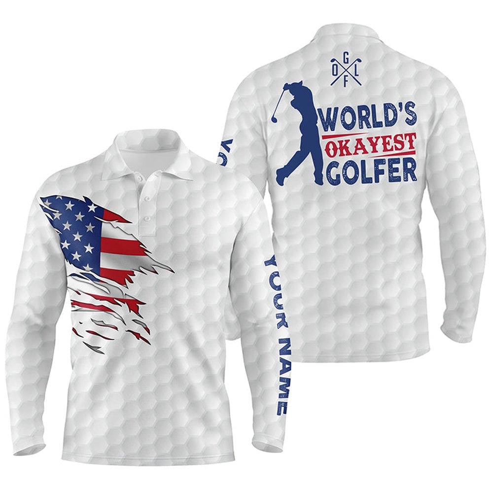 Men’s Golf Polo Shirt World’S Okayest Golfer Custom Name White American Flag Golf Shirts, Golf Polo Shirt, Golf Shirts Men’s Golf Polo Shirt World’S Okayest Golfer Custom Name White American Flag Golf Shirts, Golf Polo Shirt, Golf Shirts