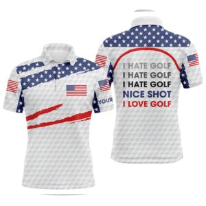 Men’s Golf Polo Shirts American Flag Patriot&hellip;