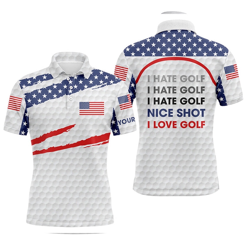 Men’s Golf Polo Shirts American Flag Patriot Custom Name I Hate Golf Nice Shot I Love Golf, Golf Polo Shirt, Golf Shirts Men’s Golf Polo Shirts American Flag Patriot Custom Name I Hate Golf Nice Shot I Love Golf, Golf Polo Shirt, Golf Shirts
