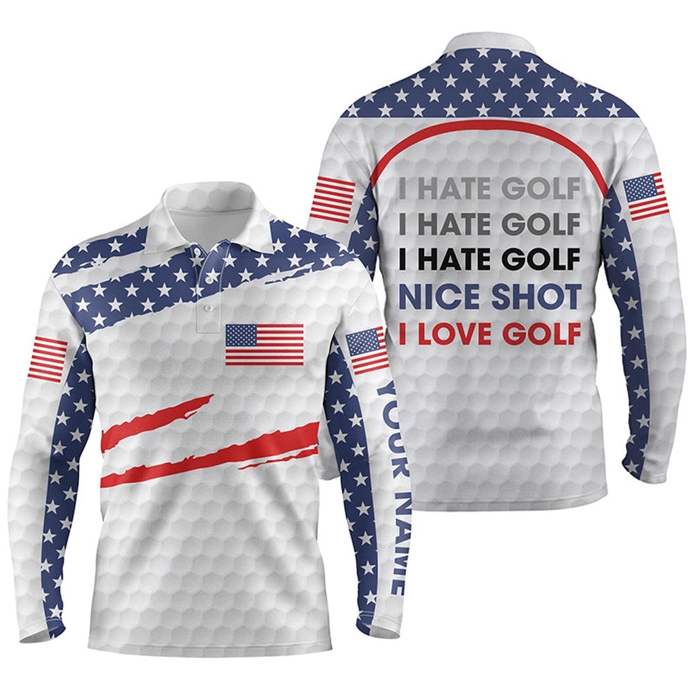 Men’s Golf Polo Shirts American Flag Patriot Custom Name I Hate Golf Nice Shot I Love Golf, Golf Polo Shirt, Golf Shirts Men’s Golf Polo Shirts American Flag Patriot Custom Name I Hate Golf Nice Shot I Love Golf, Golf Polo Shirt, Golf Shirts
