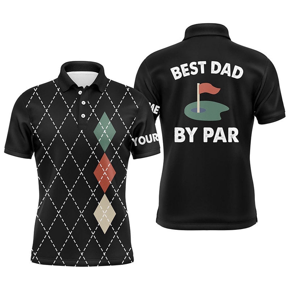 Men’s Golf Polo Shirts Black Argyle Plaid Custom Best Dad By Par Golf Shirts For Dad, Father’S Day Gift, Golf Polo Shirt, Golf Shirts Men’s Golf Polo Shirts Black Argyle Plaid Custom Best Dad By Par Golf Shirts For Dad, Father’S Day Gift, Golf Polo Shirt, Golf Shirts