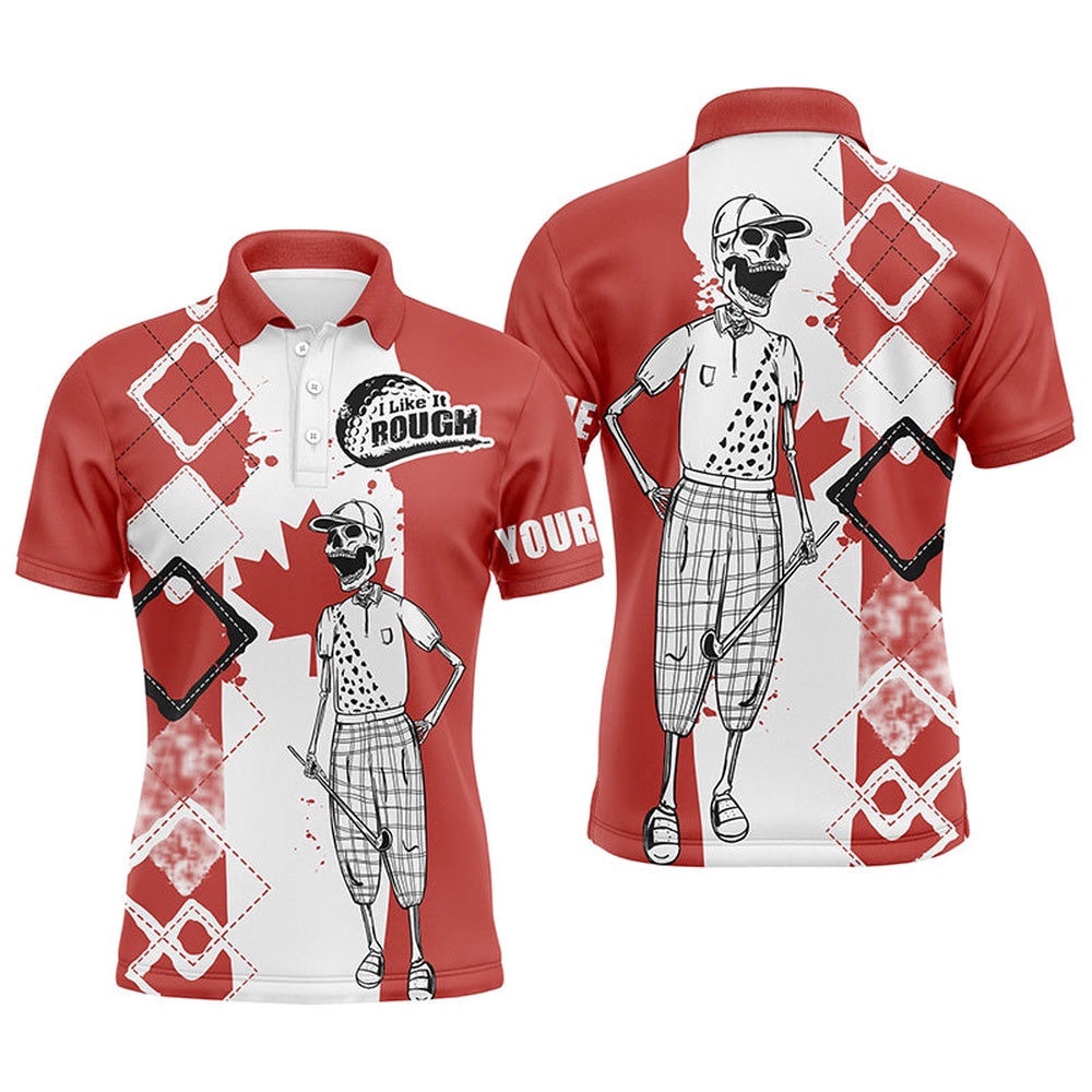 Men’s Golf Polo Shirts Canada Flag Patriot Custom Name Golf Skull I Like It Rough, Gift For The Golfers, Golf Polo Shirt, Golf Shirts Men’s Golf Polo Shirts Canada Flag Patriot Custom Name Golf Skull I Like It Rough, Gift For The Golfers, Golf Polo Shirt, Golf Shirts