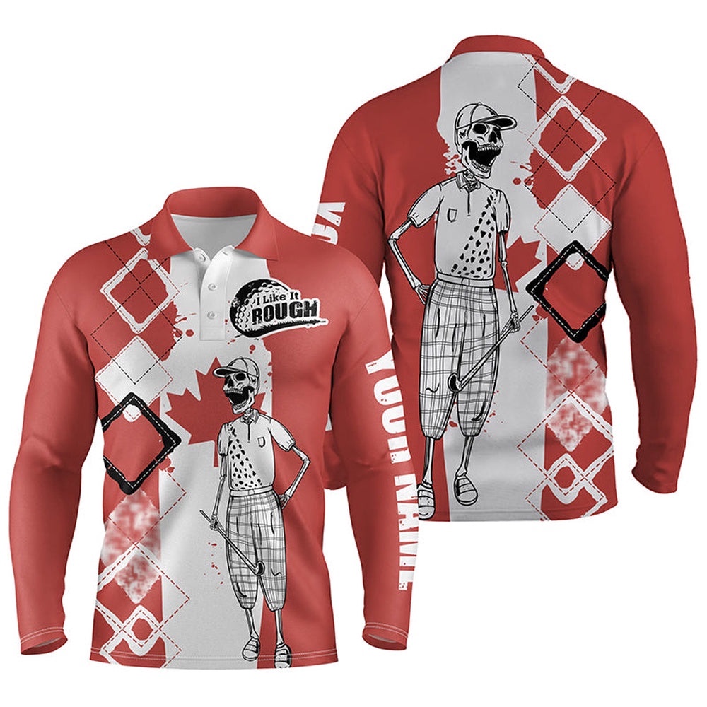 Men’s Golf Polo Shirts Canada Flag Patriot Custom Name Golf Skull I Like It Rough, Gift For The Golfers, Golf Polo Shirt, Golf Shirts Men’s Golf Polo Shirts Canada Flag Patriot Custom Name Golf Skull I Like It Rough, Gift For The Golfers, Golf Polo Shirt, Golf Shirts