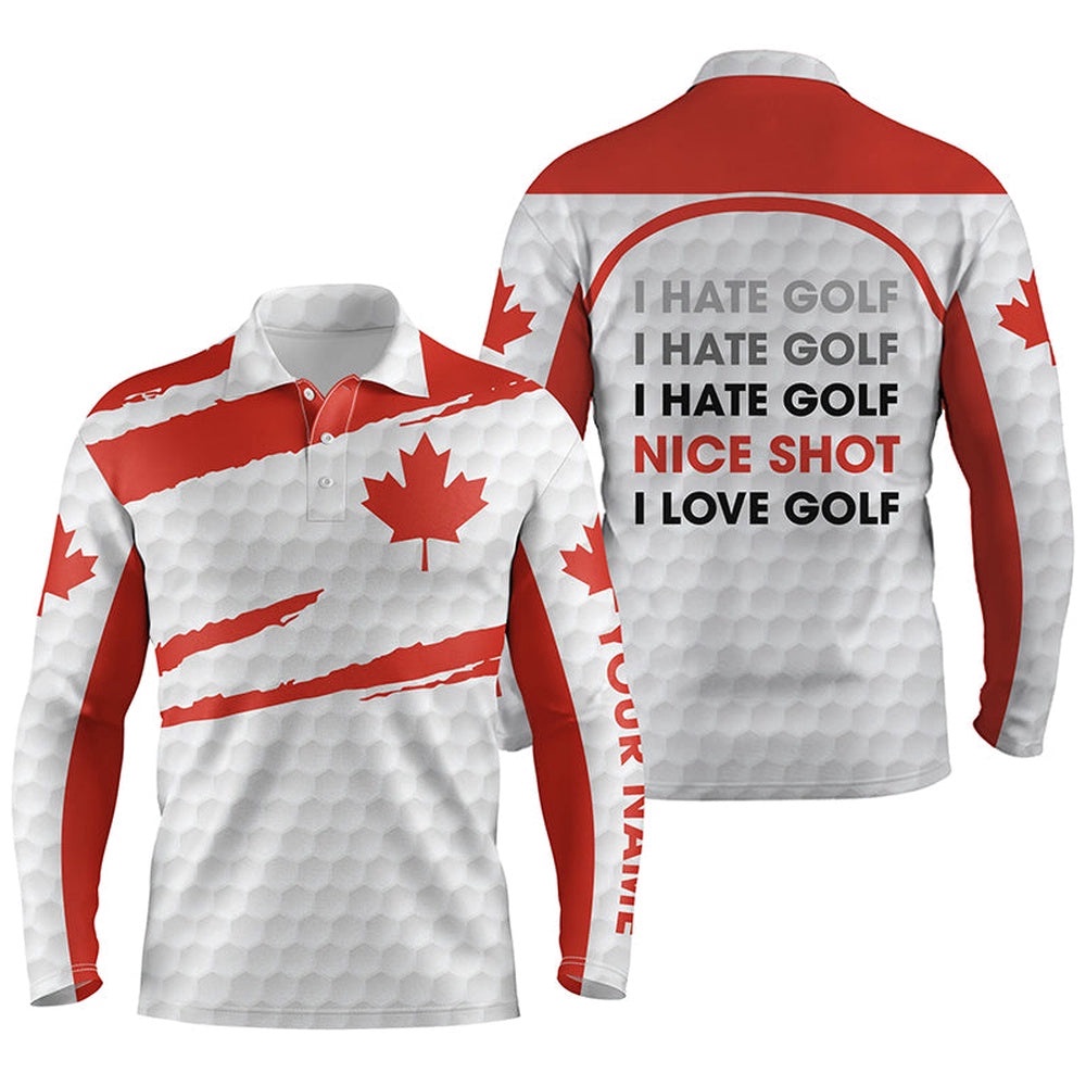 Men’s Golf Polo Shirts Canada Flag Patriot Custom Name I Hate Golf Nice Shot I Love Golf, Golf Polo Shirt, Golf Shirts Men’s Golf Polo Shirts Canada Flag Patriot Custom Name I Hate Golf Nice Shot I Love Golf, Golf Polo Shirt, Golf Shirts